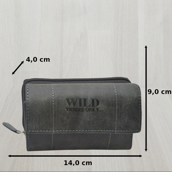 Damen Wild Leder Geldbeutel in 6 Farben mit RFID Schutz (Schwarz)